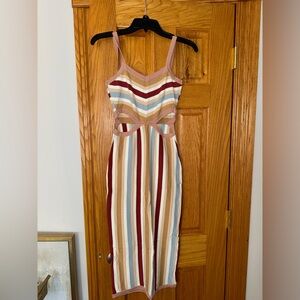 Vici Multicolor Striped Backless Dress
